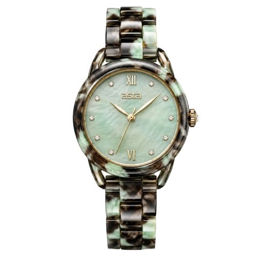 asta-Women Acetate Japan Quartz Watch Silent Jadeite Drift 22701-Acetate Strap
