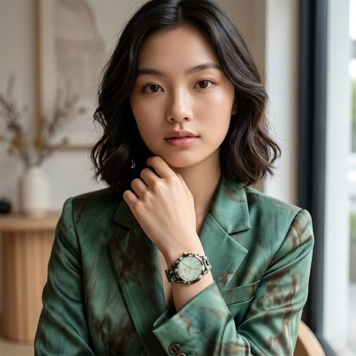 asta-Women Acetate Japan Quartz Watch Silent Jadeite Drift 22701-Acetate Strap