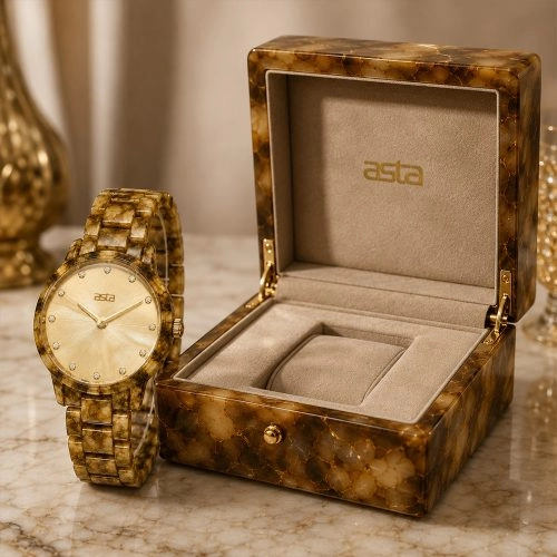asta-Women Acetate Japan Quartz Watch Sunlit Almond Essence 22801-Acetate Strap