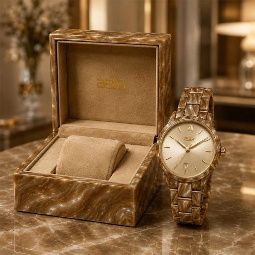 asta-Women Acetate Japan Quartz Watch Sunlit Gold Drift 22901-Acetate Strap
