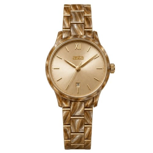 asta-Women Acetate Japan Quartz Watch Sunlit Gold Drift 22901-Acetate Strap