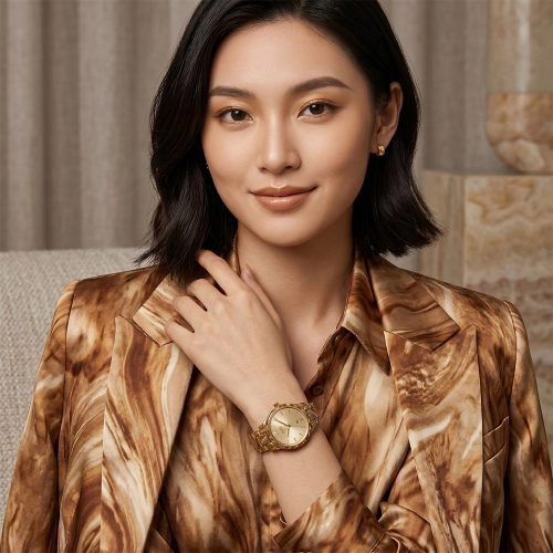 asta-Women Acetate Japan Quartz Watch Sunlit Gold Drift 22901-Acetate Strap