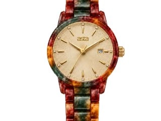 asta-Women Acetate Japan Quartz Watch Crimson & Sage Fusion 23001-Acetate Strap