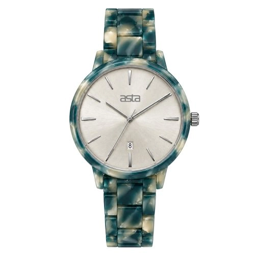 asta-Women Acetate Japan Quartz Watch Glacial Jade Swirl 23101-Acetate Strap