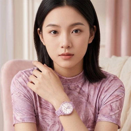 asta-Women Acetate Japan Quartz Watch Lavender Opal Swirl 23201-Acetate Strap