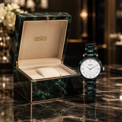 asta-Women Acetate Japan Quartz Watch Midnight Moss Ore Essence 23601-Acetate Strap