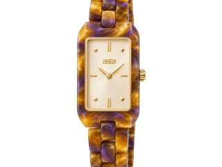 asta-Women Acetate Japan Quartz Watch Amber & Amethyst Matrix Swirl 23901-Acetate Strap