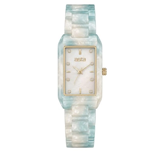 Reloj de cuarzo japonés para mujer de Asta con correa de acetato «Glacial Jade Essence» 24001-Correa de acetato