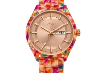 asta-Women Acetate Japan Quartz Watch Fuchsia Sorbet Matrix Swirl 24101-Acetate Strap