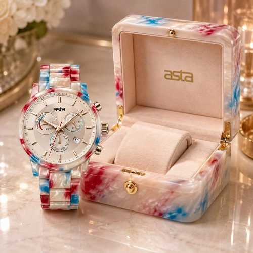asta-Women Acetate Japan Quartz Watch Festa Sorbet Essence 24301-Acetate Strap