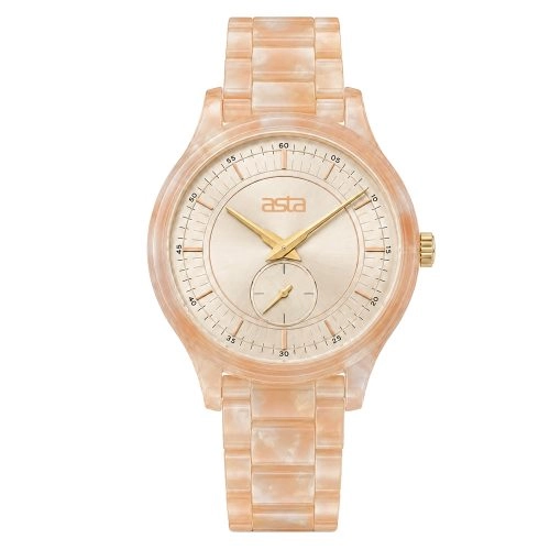 asta-Women Acetate Japan Quartz Watch Champagne Mastic Amber Swirl 24401-Acetate Strap