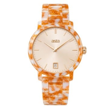 asta-Women Acetate Japan Quartz Watch Vanilla Tangerine Drift 24601-Acetate Strap