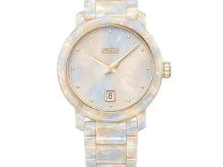 asta-Women Acetate Japan Quartz Watch Polar Ice & Ivory Pearl Swirl 24801-Acetate Strap