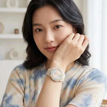 asta-Women Acetate Japan Quartz Watch Polar Ice & Ivory Pearl Swirl 24801-Acetate Strap