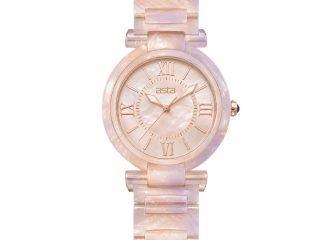 asta-Women Acetate Japan Quartz Watch Lavender Cream Quartz Swirl 24901-Acetate Strap