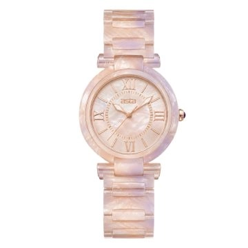 asta-Women Acetate Japan Quartz Watch Lavender Cream Quartz Swirl 24901-Acetate Strap