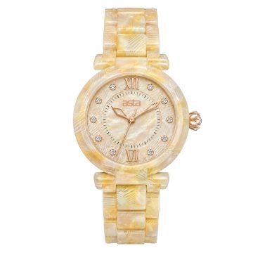 asta-Women Acetate Japan Quartz Watch Alabaster Creamy Essence 25001-Acetate Strap