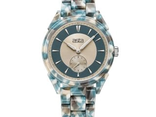 asta-Women Acetate Japan Quartz Watch Icelandic Teal & Granite Swirl 25201-Acetate Strap