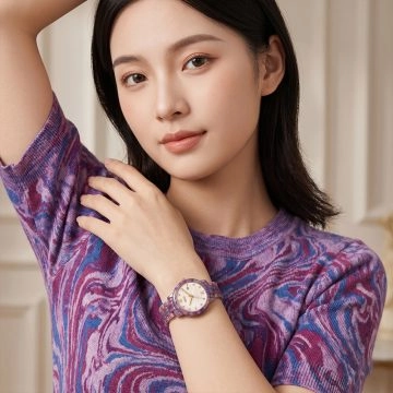 asta-Women Acetate Japan Quartz Watch Twilight Palette & Amethyst Swirl 25401-Acetate Strap