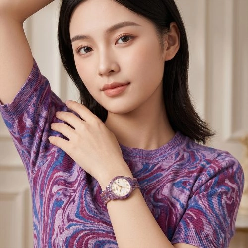 asta-Women Acetate Japan Quartz Watch Twilight Palette & Amethyst Swirl 25401-Acetate Strap