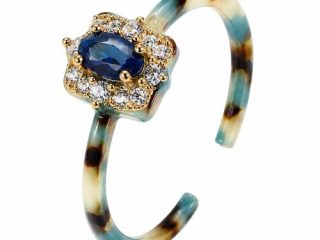 asta-Acetate Ring Ocean Obsidian Tortoise ID14.1mm/C44.2mm-4201