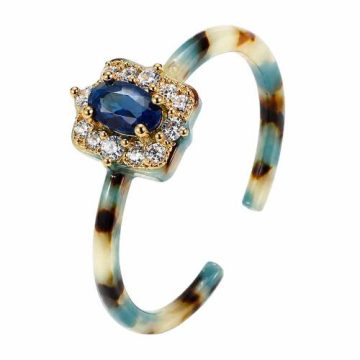 asta-Acetate Ring Ocean Obsidian Tortoise ID14.1mm/C44.2mm-4201