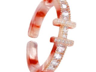 asta-Acetate Ring Sakura Agate Swirl ID14.1mm/C44.2mm-4501