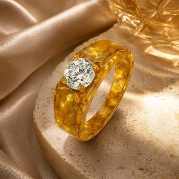 asta-Acetate Ring Gilded Amber Glow ID14.1mm/C44.2mm-4901