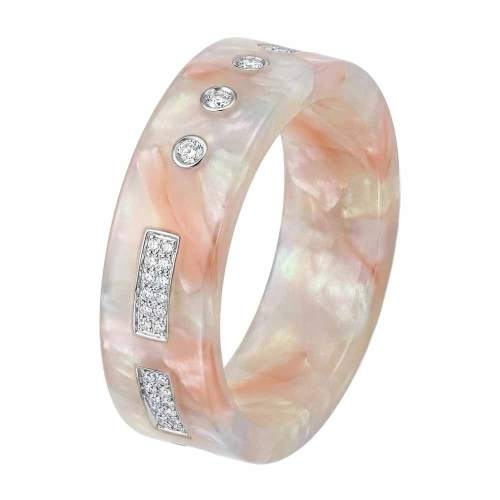 asta-Acetate Ring Peach Opal Pearl ID14.1mm/C44.2mm-5001