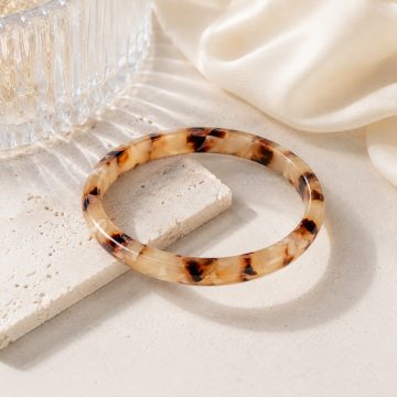 asta-Acetate Bangle Bracelet  Caramel Amber Veil ID50mm/IC157.1mm-11101
