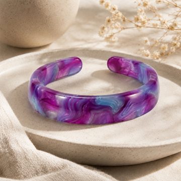 asta-Acetate Bangle Bracelet  Violet Silver Mist ID50mm/IC157.1mm-11304