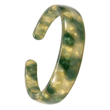 Pulseira tipo bracelete em acetato de asta  Véu dourado esmeralda ID50mm/IC157.1mm-11305