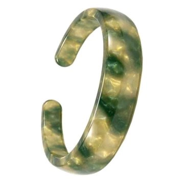 Pulsera rígida de acetato de asta «Emerald Gilded Veil» ID 50 mm/IC 157,1 mm - 11305
