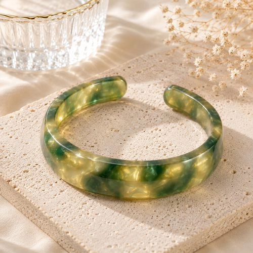 asta-Acetate Bangle Bracelet  Emerald Gilded Veil ID50mm/IC157.1mm-11305