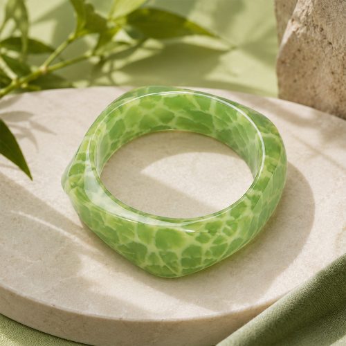 asta-Acetate Bangle Bracelet  Lime Obsidian Matrix ID50mm/IC157.1mm-0101