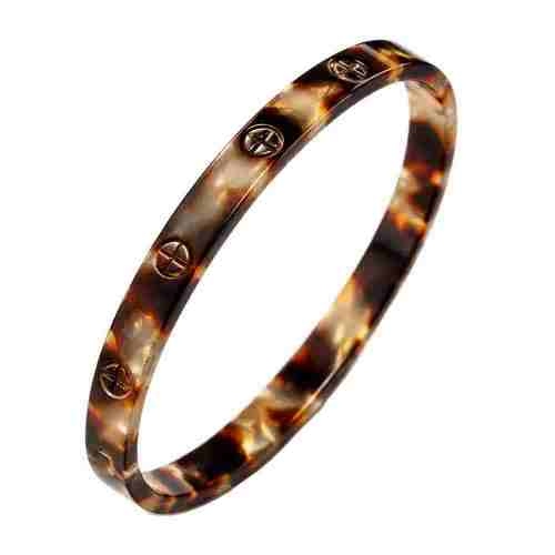 asta-Acetate Bangle Bracelet  Gilded Obsidian Amber ID50mm/IC157.1mm-0301