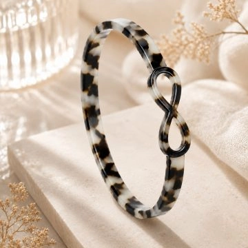 Pulsera rígida de acetato de asta «Mocha Nebula Luxe» ID 50 mm/IC 157,1 mm-0401