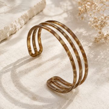 asta-Acetate Bangle Bracelet  Silk Taupe Amber ID50mm/IC157.1mm-0901