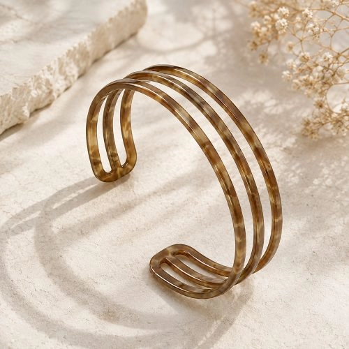 Asta-acetat armring  Silke, taupe, ravfarvet ID50mm/IC157.1mm-0901