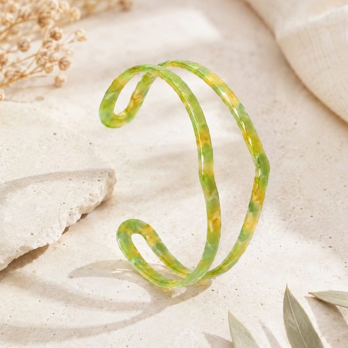 asta-Acetate Bangle Bracelet  Ivy & Ochre Swirl ID50mm/IC157.1mm-1001