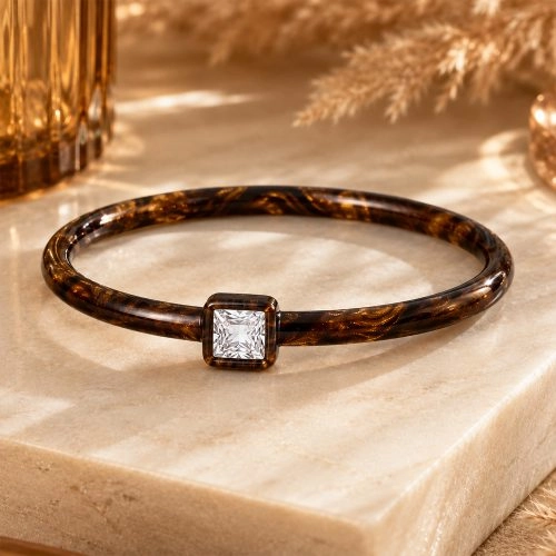 Pulsera tipo brazalete de acetato de asta  Bronce antiguo Veil ID50 mm/IC157,1 mm-1801