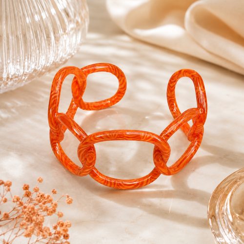 Pulseira tipo bracelete em acetato de asta  Essência de âmbar derretido ID50mm/IC157.1mm-2401
