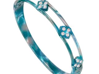 asta-Acetate Bangle Bracelet  Teal Ice-Crush Swirl ID50mm/IC157.1mm-3001