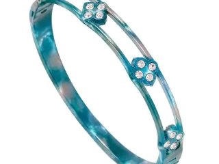 asta-Acetate Bangle Bracelet  Teal Ice-Crush Swirl ID50mm/IC157.1mm-3001