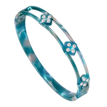 asta-Acetate Bangle Bracelet  Teal Ice-Crush Swirl ID50mm/IC157.1mm-3001