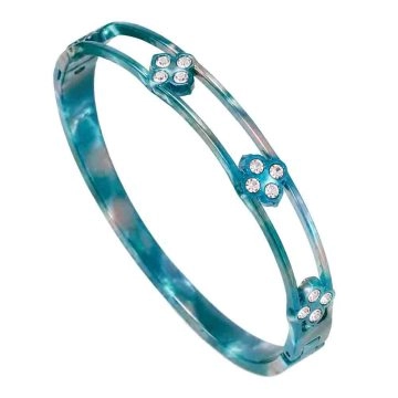 asta-Acetate Bangle Bracelet  Teal Ice-Crush Swirl ID50mm/IC157.1mm-3001