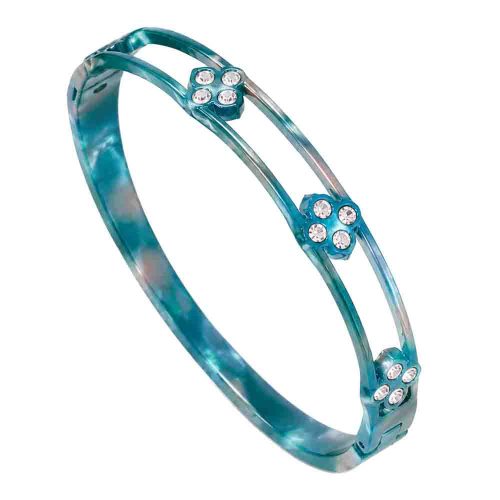 asta-Acetate Bangle Bracelet  Teal Ice-Crush Swirl ID50mm/IC157.1mm-3001