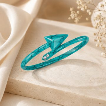 asta-Acetate Bangle Bracelet  Turquoise Obsidian Wave ID50mm/IC157.1mm-3201