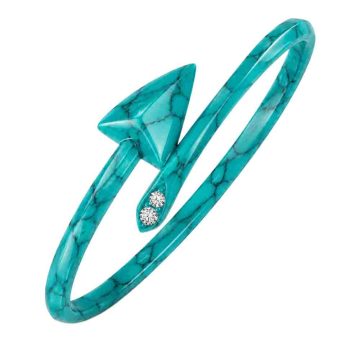 asta-Acetate Bangle Bracelet  Turquoise Obsidian Wave ID50mm/IC157.1mm-3201
