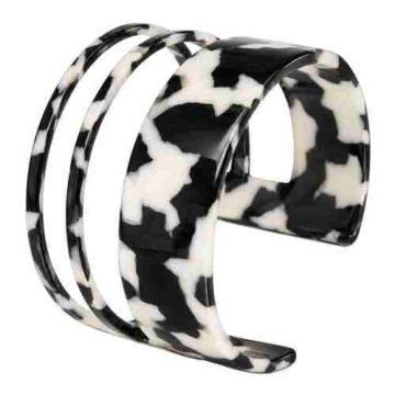 asta-Acetate Bangle Bracelet  Obsidian Snow Matrix ID50mm/IC157.1mm-3601